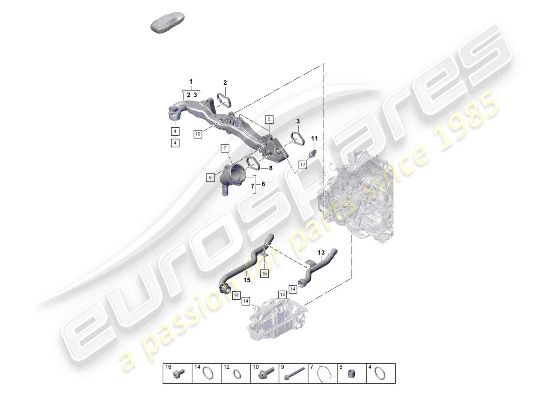 porsche 992 gt3/rs/st (2021 - 9j1) assembly carrier coolant pipe part diagram