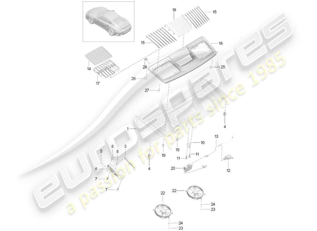 porsche 991 turbo (2018) cover part diagram