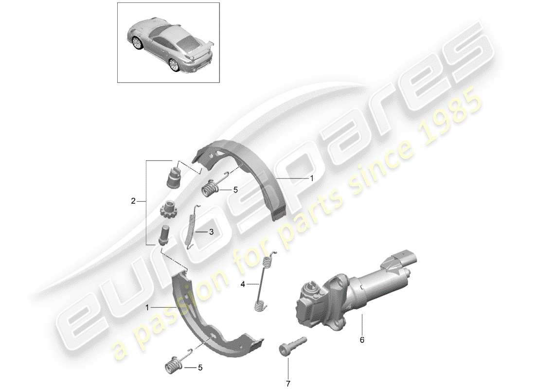 porsche 991 turbo (2018) parking brake part diagram