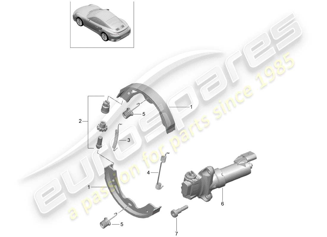 porsche 991 turbo (2018) parking brake part diagram