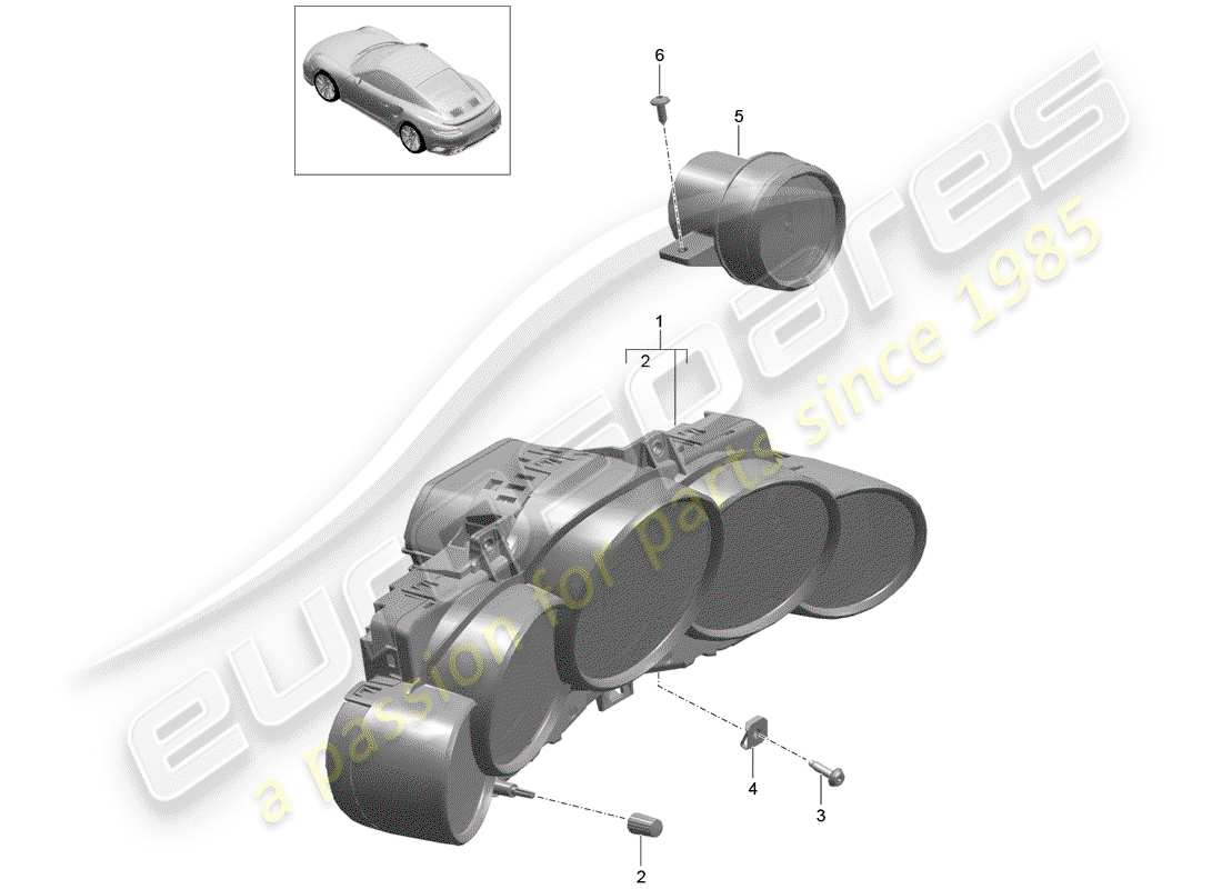 porsche 991 turbo (2018) instrument cluster part diagram