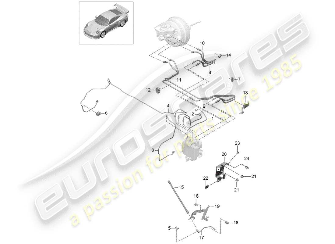 porsche 991 turbo (2018) brake line part diagram