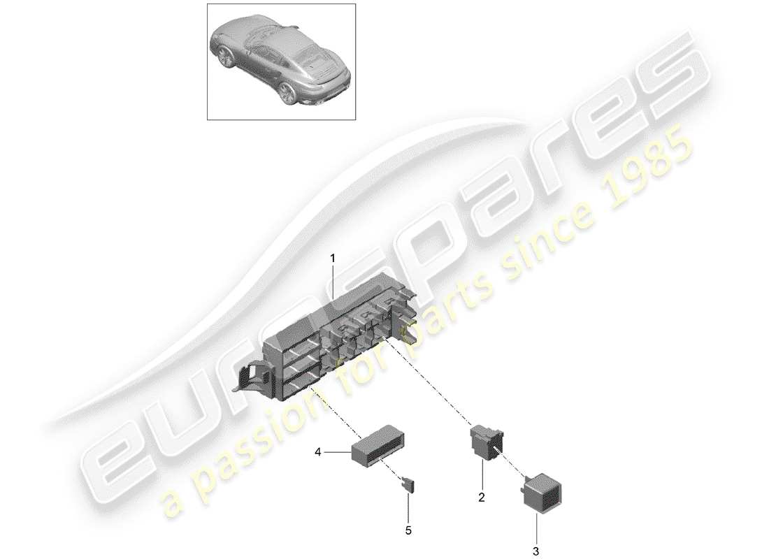 porsche 991 turbo (2018) fuse box/relay plate part diagram