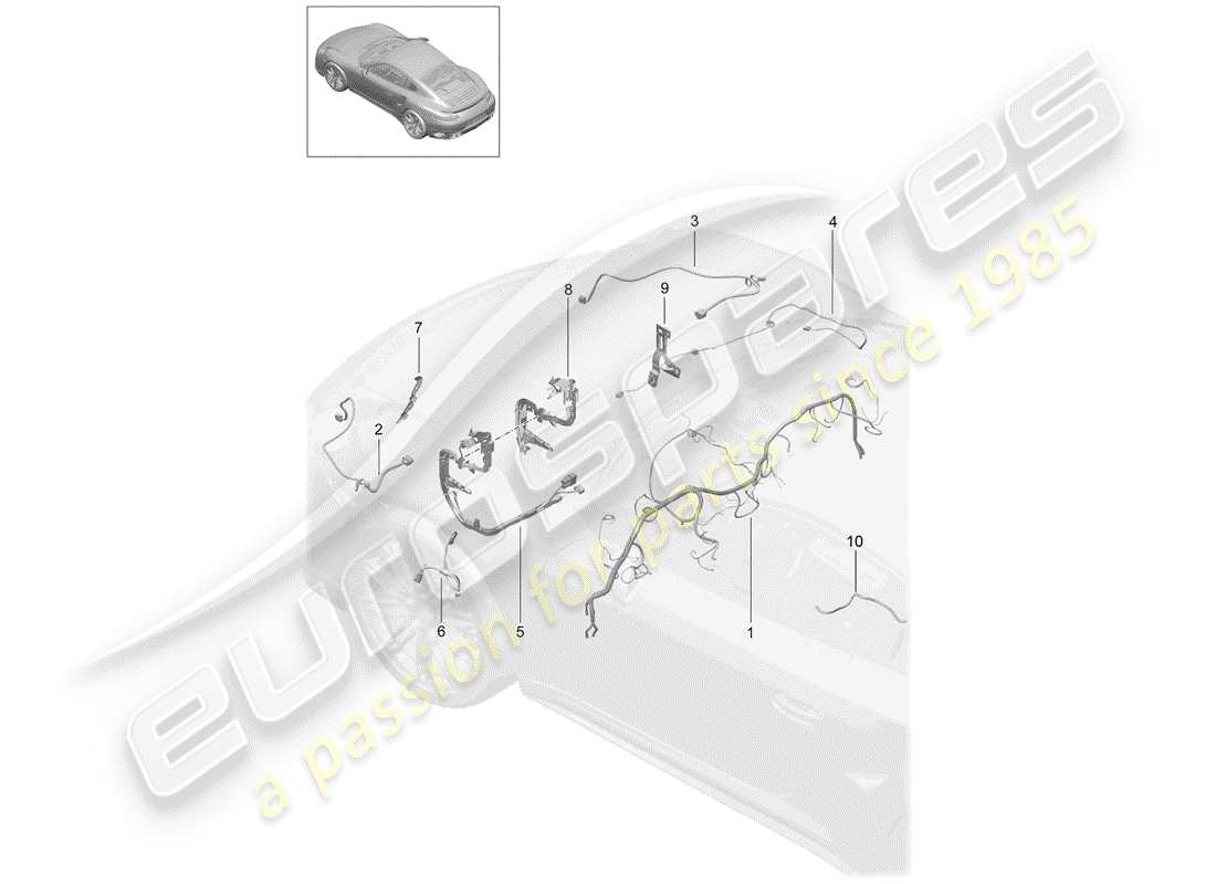 porsche 991 turbo (2018) harness part diagram