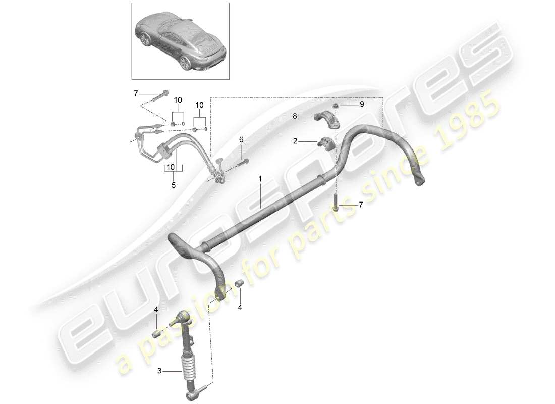 porsche 991 turbo (2018) stabilizer part diagram