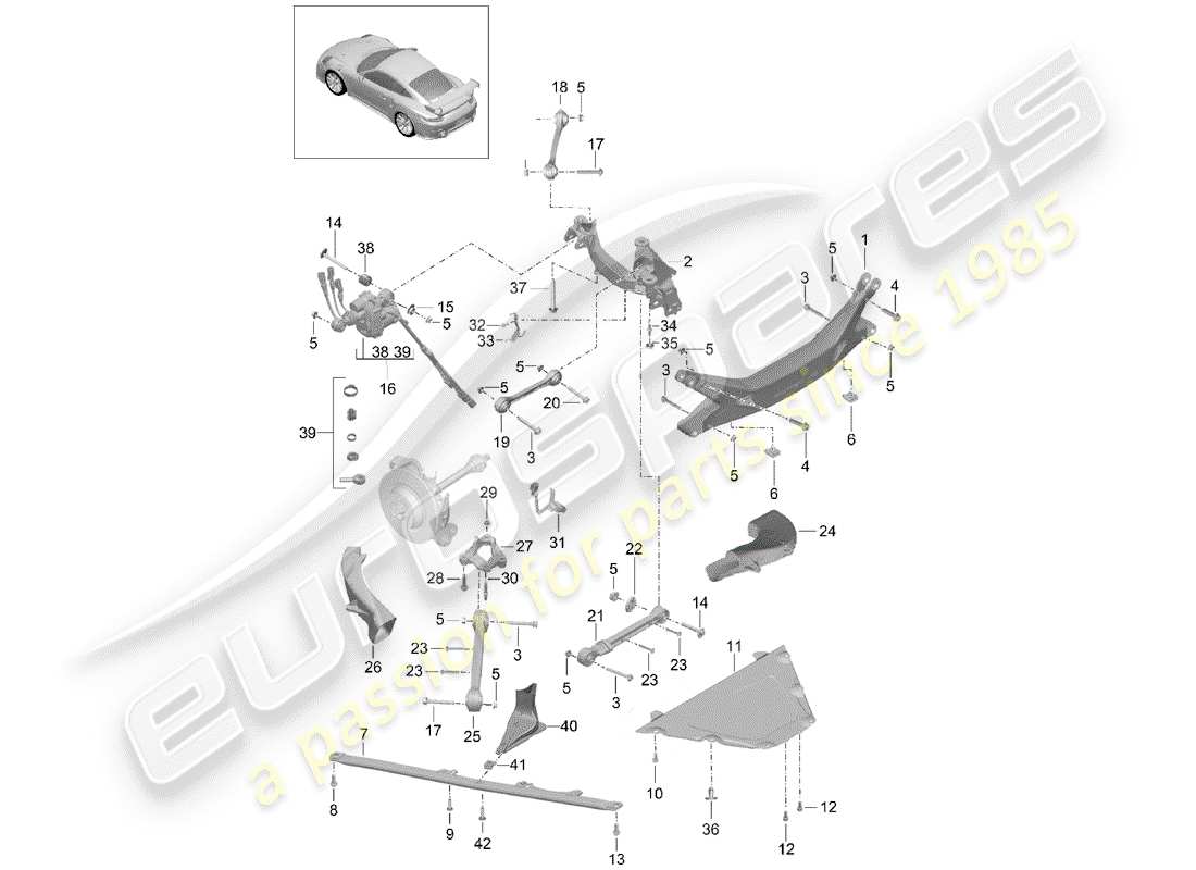 porsche 991 turbo (2018) cross member part diagram