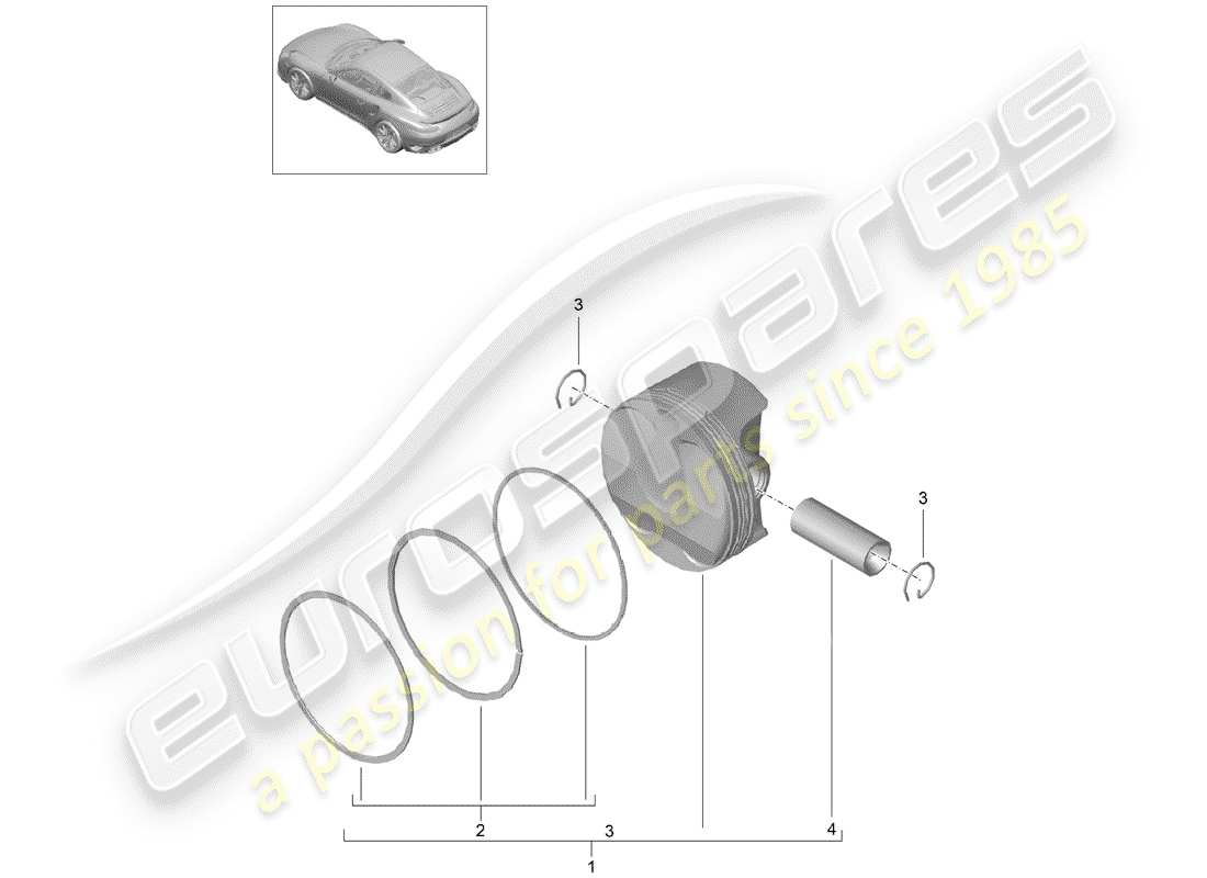 porsche 991 turbo (2018) piston part diagram