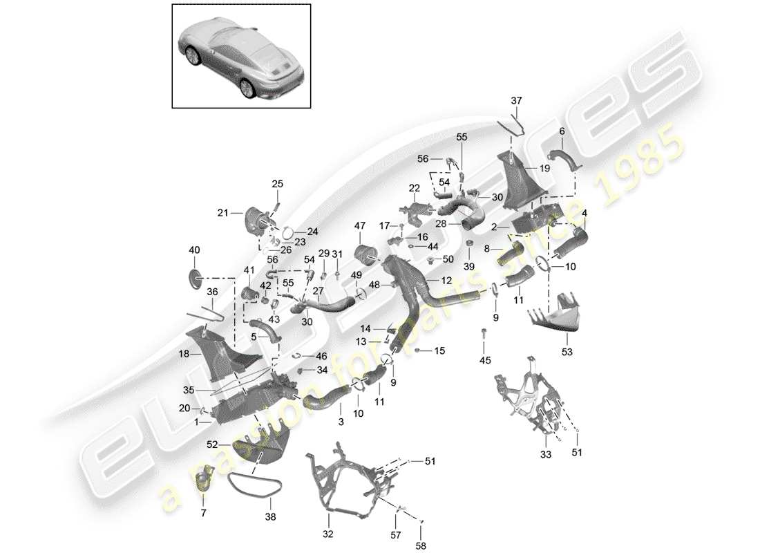 porsche 991 turbo (2018) air duct for charge part diagram