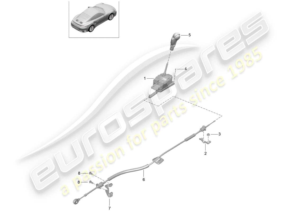 porsche 991 turbo (2018) selector lever part diagram