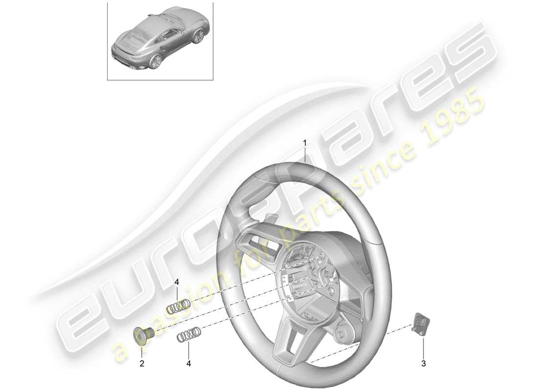 porsche 991 turbo (2018) steering wheel part diagram