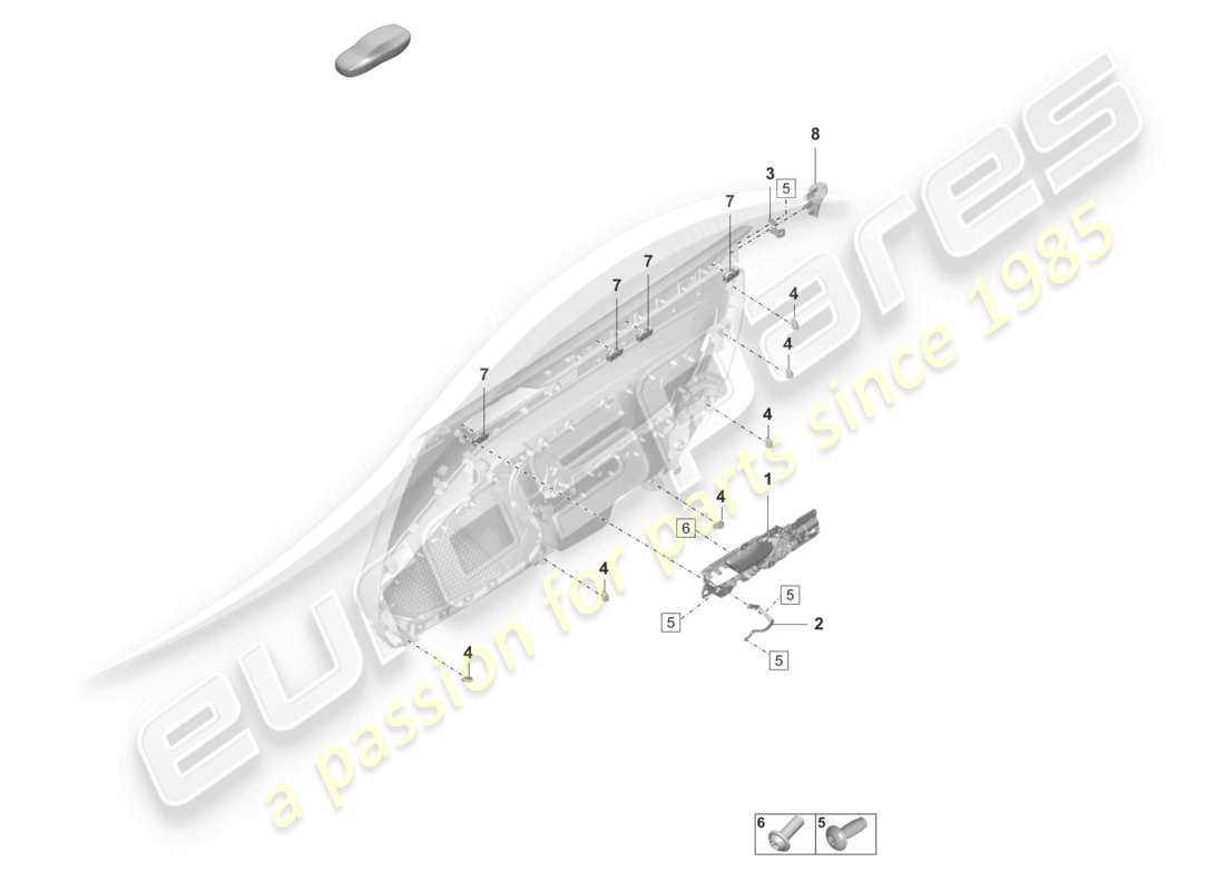 porsche 992 gt3/rs/st (2021 - 9j1) door panel fasteners accessories part diagram