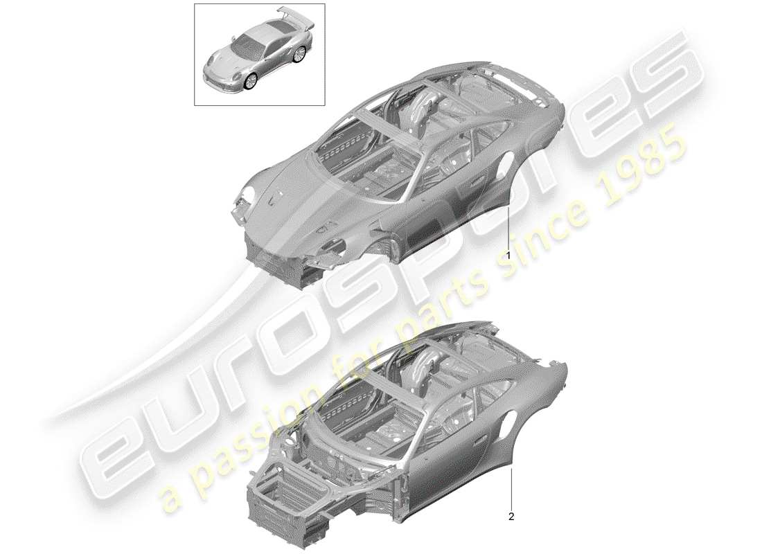 porsche 991 turbo (2018) car body part diagram