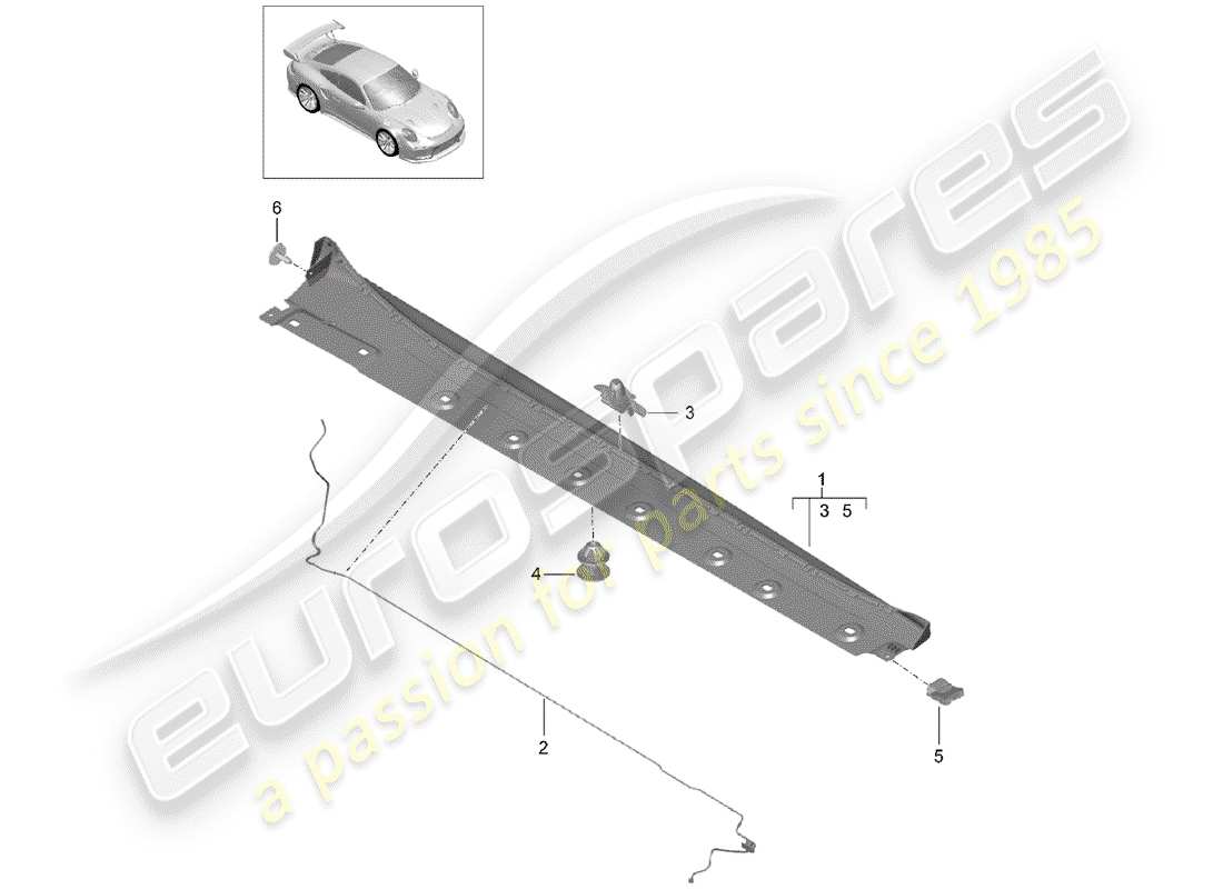 porsche 991 turbo (2018) side member trim part diagram