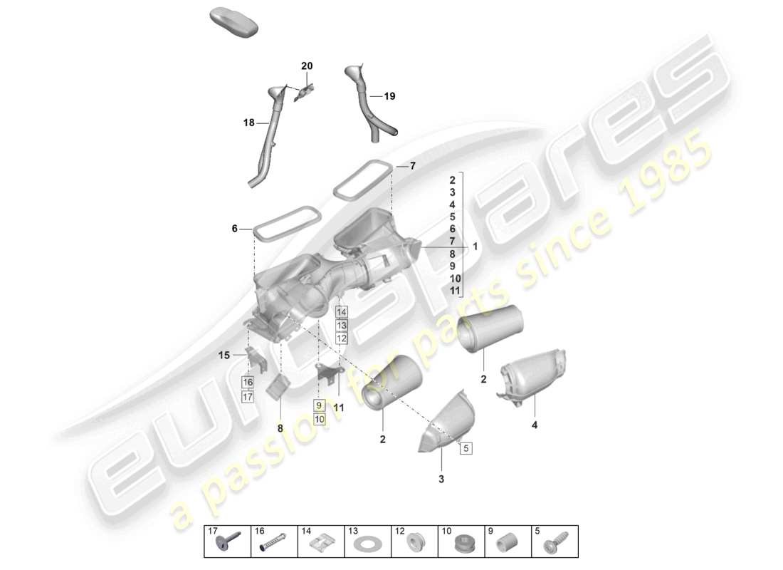 porsche 992 gt3/rs/st (2021 - 9j1) air filter part diagram