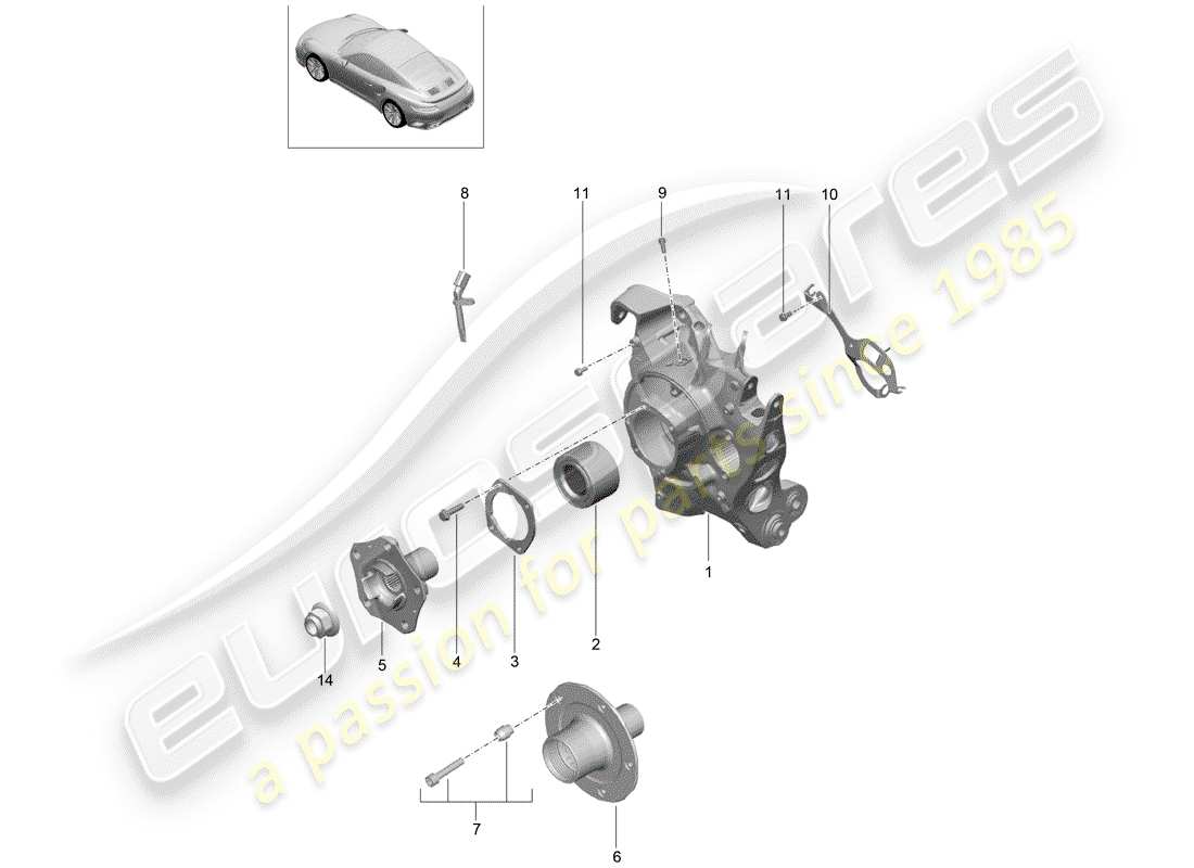 porsche 991 turbo (2018) rear axle part diagram