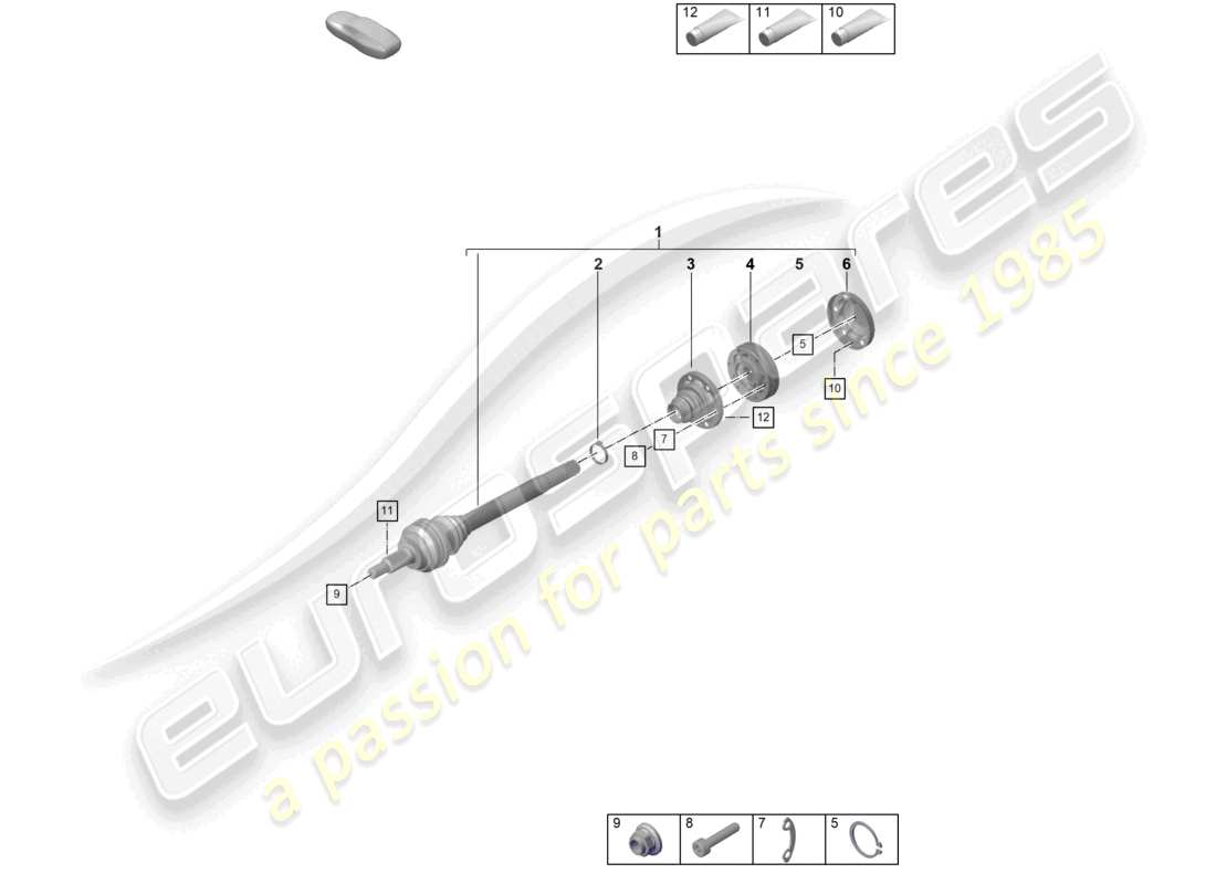 porsche 992 gt3/rs/st (2021 - 9j1) drive shaft part diagram