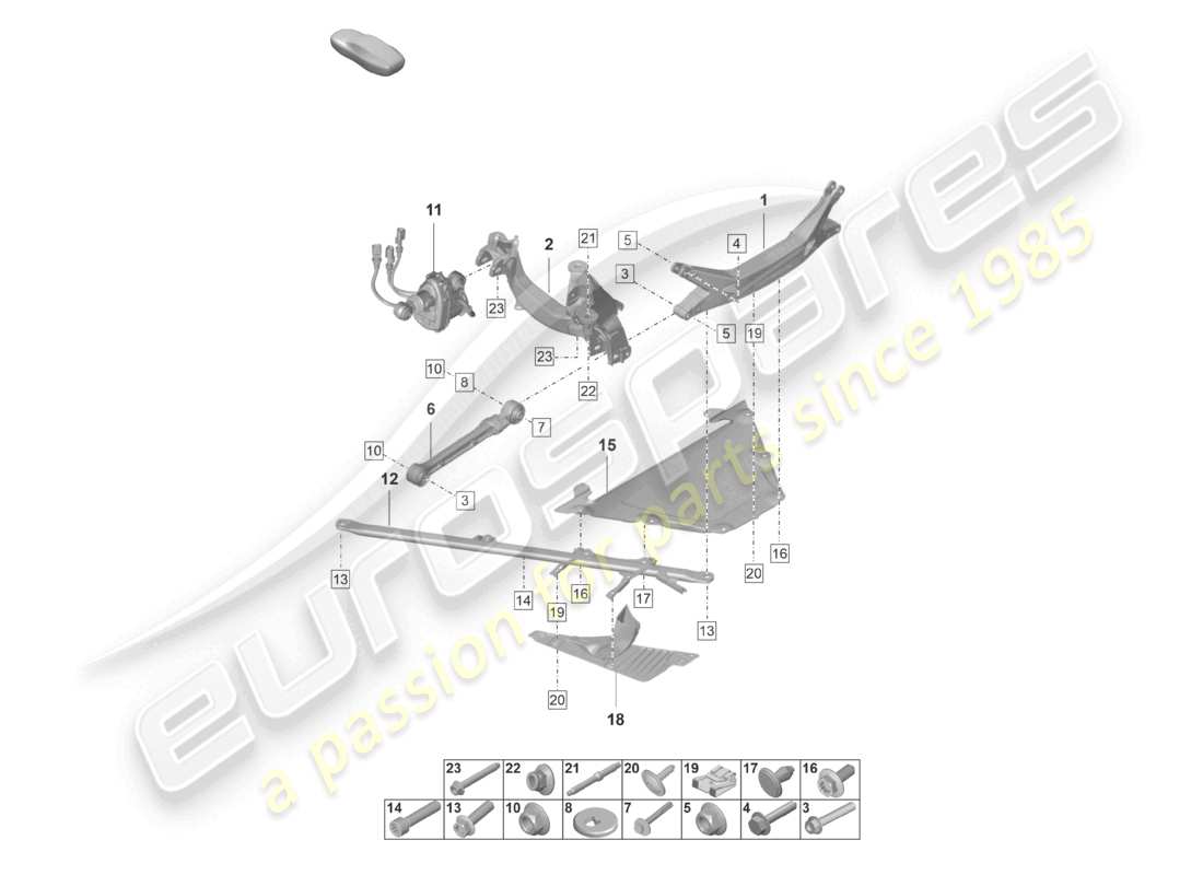 porsche 992 gt3/rs/st (2021 - 9j1) rear axle cross member part diagram