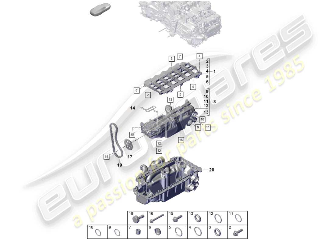 porsche 992 gt3/rs/st (2021 - 9j1) engine (oil press./lubrica.) oil pump part diagram