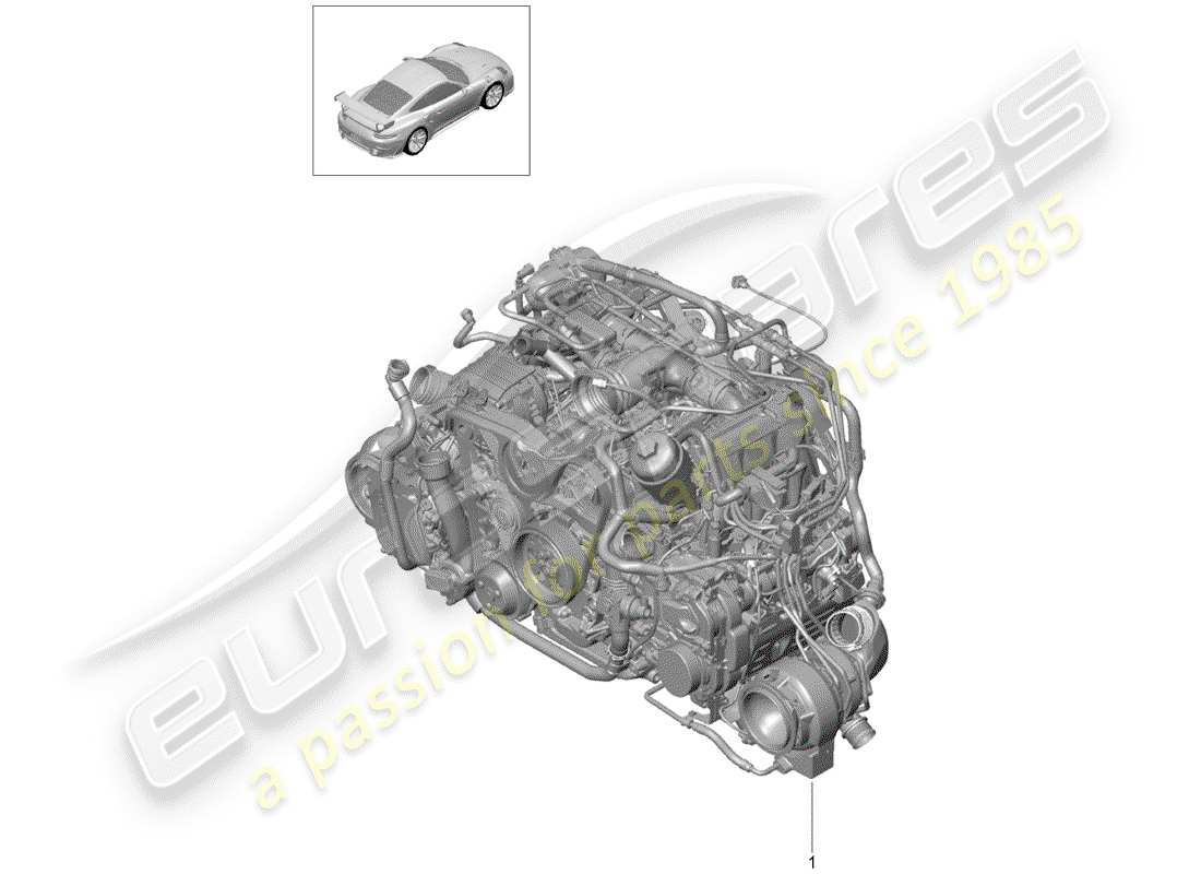 porsche 991 turbo (2018) replacement engine part diagram