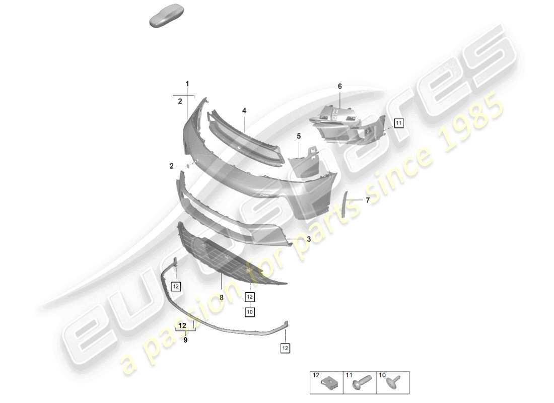 porsche 992 gt3/rs/st (2021 - 9j1) bumper front part diagram