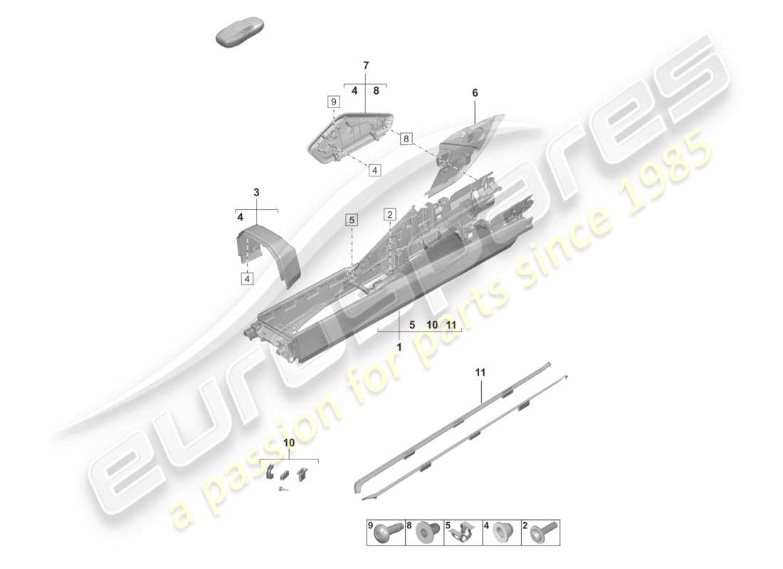 porsche 992 gt3/rs/st (2021 - 9j1) centre console part diagram