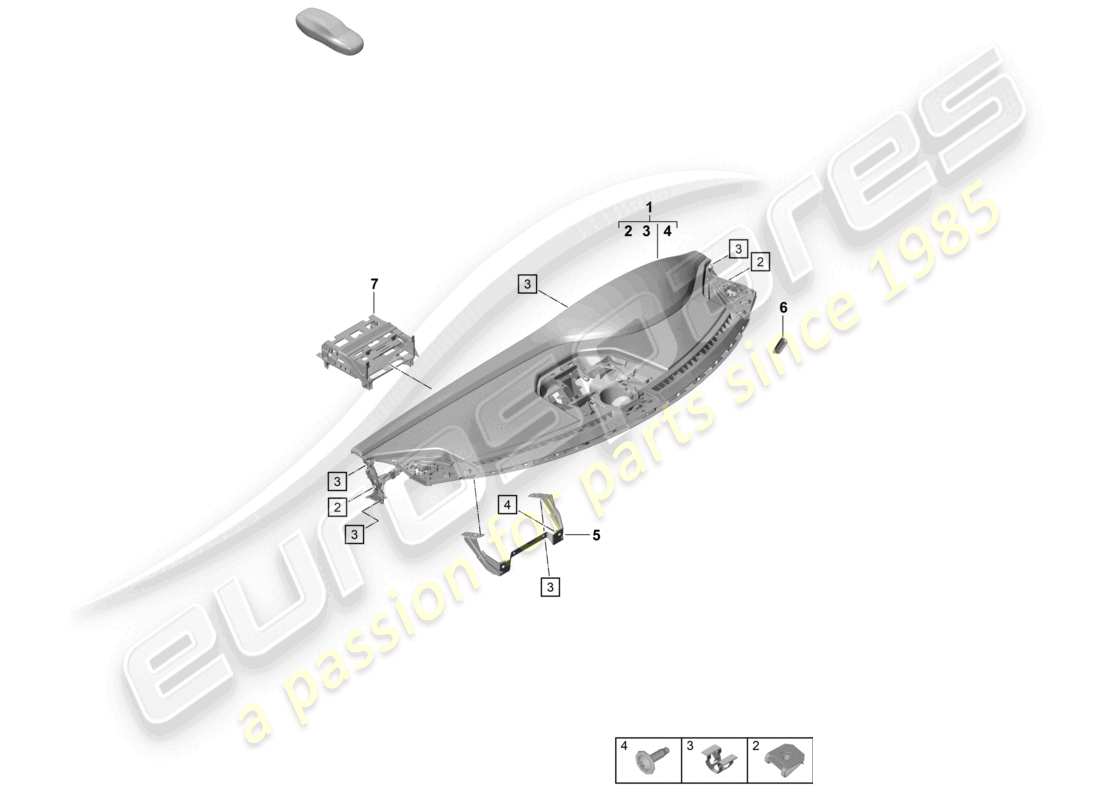 porsche 992 gt3/rs/st (2021 - 9j1) instrument panel trim upper part with: fasteners part diagram