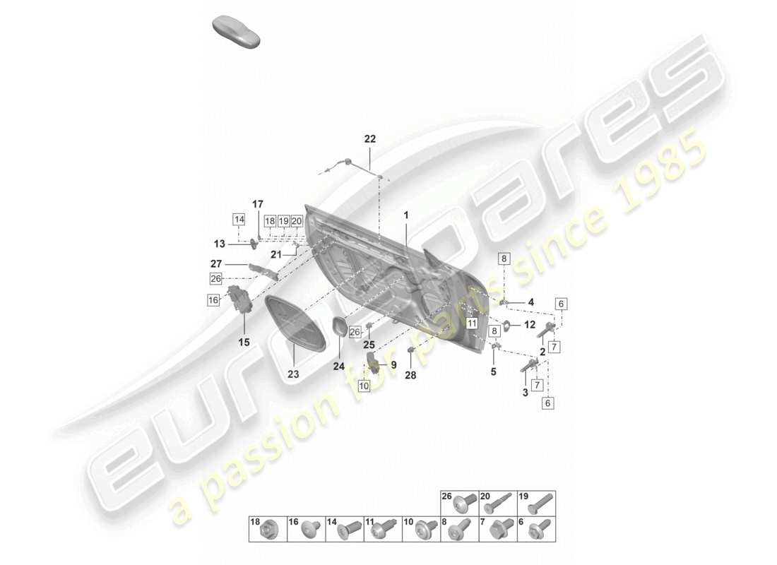 porsche 992 gt3/rs/st (2021 - 9j1) door shell part diagram