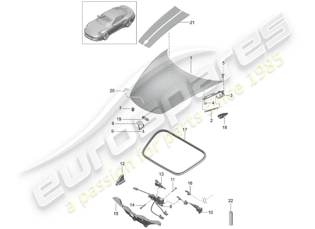 porsche 991 turbo (2018) cover part diagram