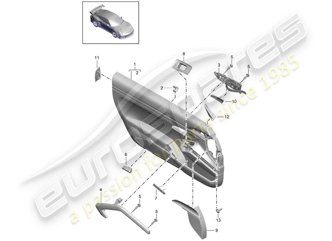 porsche 991 turbo (2018) door panel part diagram