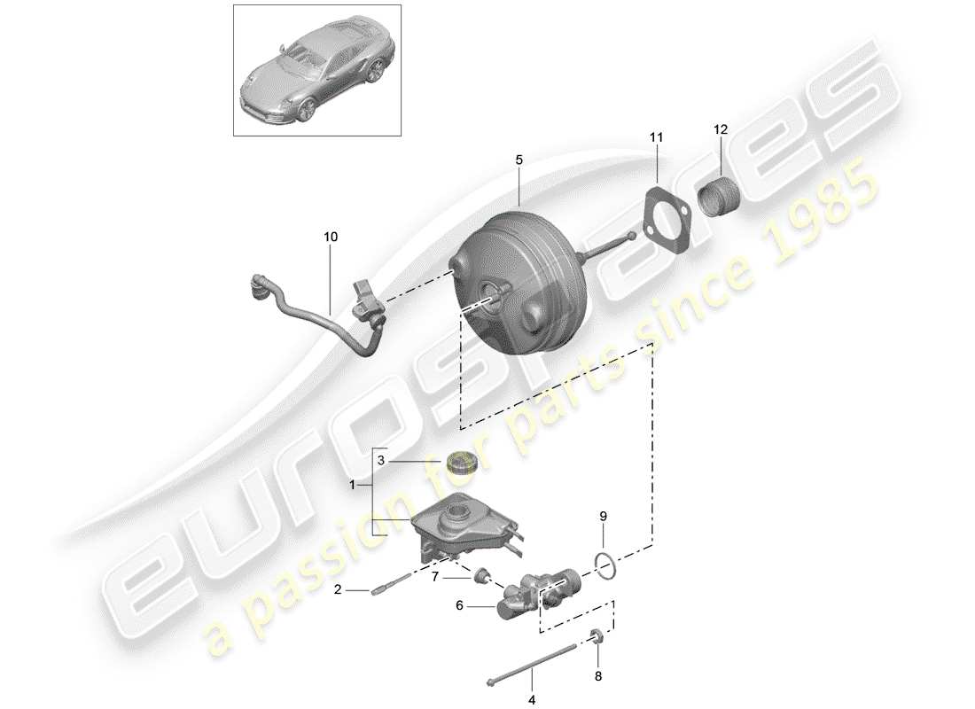 porsche 991 turbo (2018) brake master cylinder part diagram