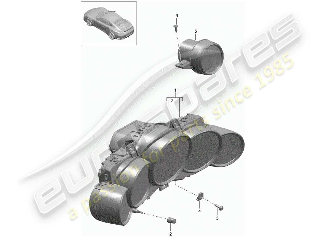 porsche 991 turbo (2018) instrument cluster part diagram