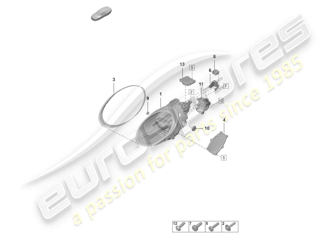 porsche 992 gt3/rs/st (2021 - 9j1) led headlight basic part diagram