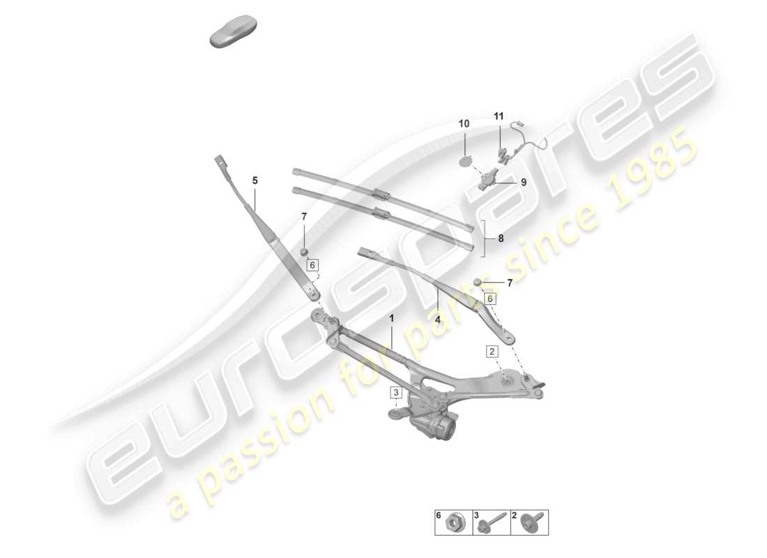 porsche 992 gt3/rs/st (2021 - 9j1) windscreen wiper system, compl rain sensor part diagram