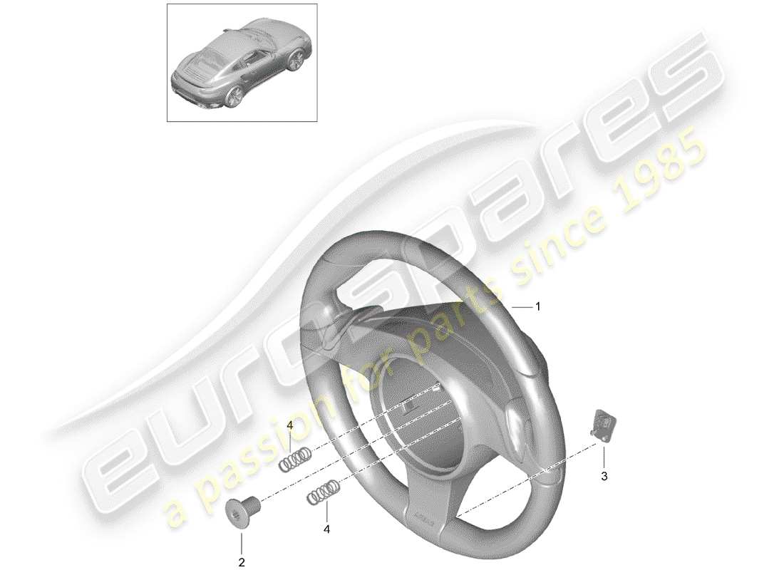 porsche 991 turbo (2018) steering wheel part diagram