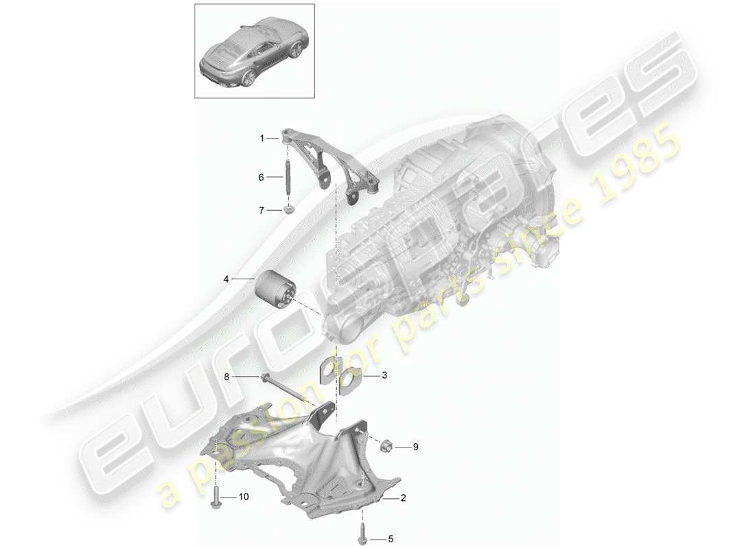 porsche 991 turbo (2018) sub frame part diagram