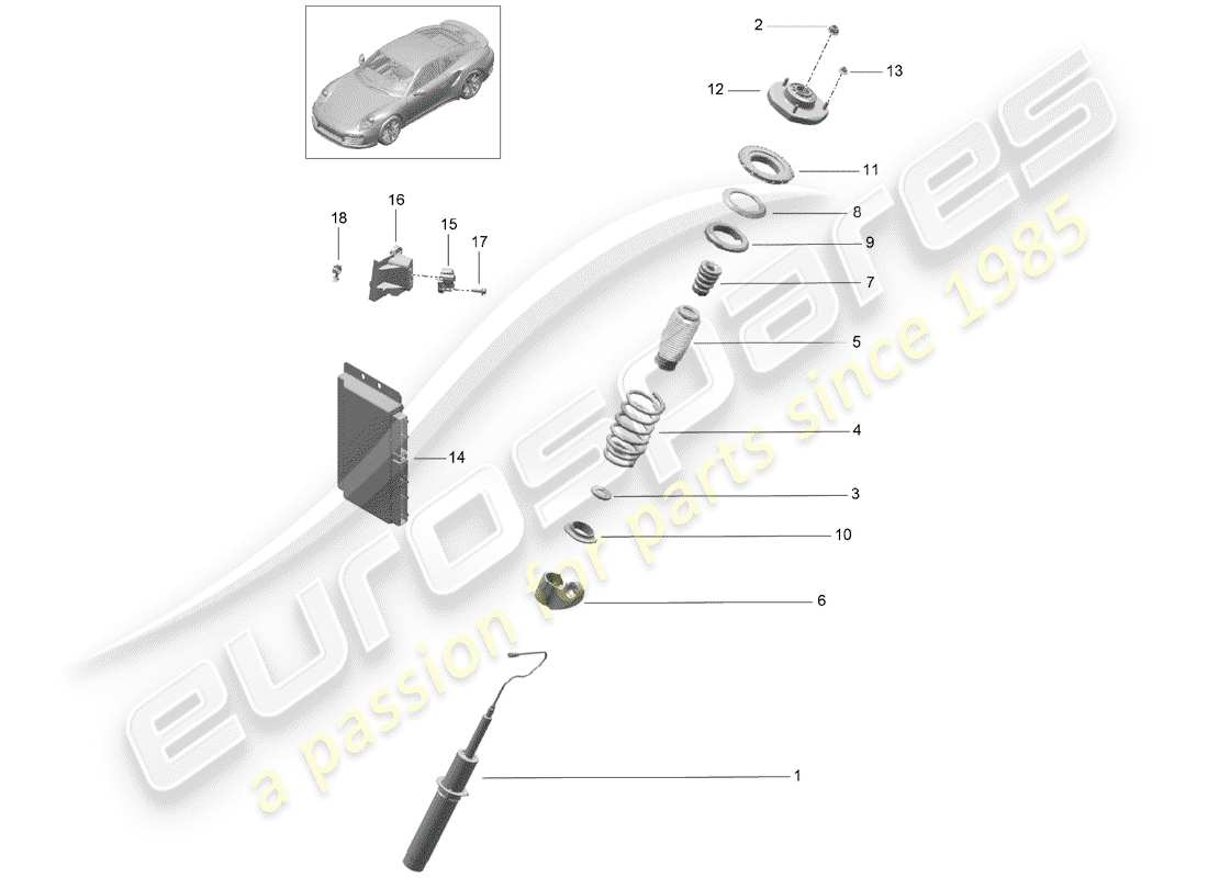 porsche 991 turbo (2018) suspension part diagram