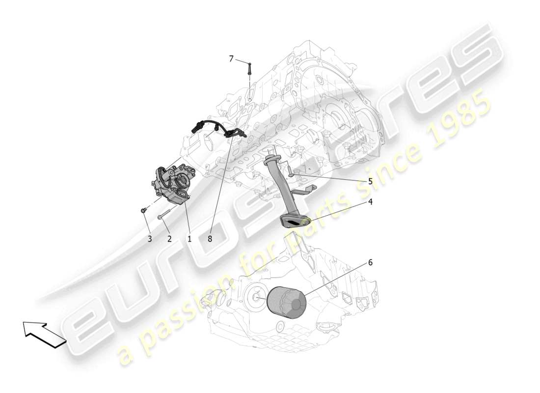 maserati grecale gt (2023) lubrication system: pump and filter part diagram