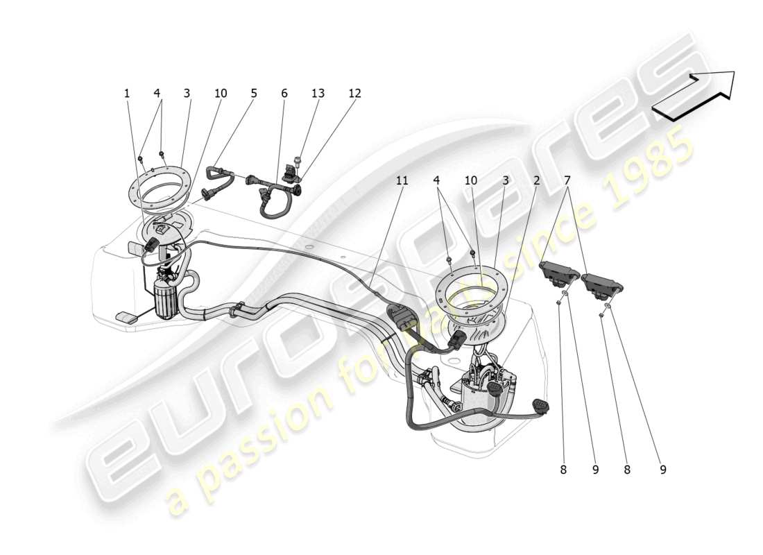 maserati mc20 (2023) fuel pumps and connection lines part diagram