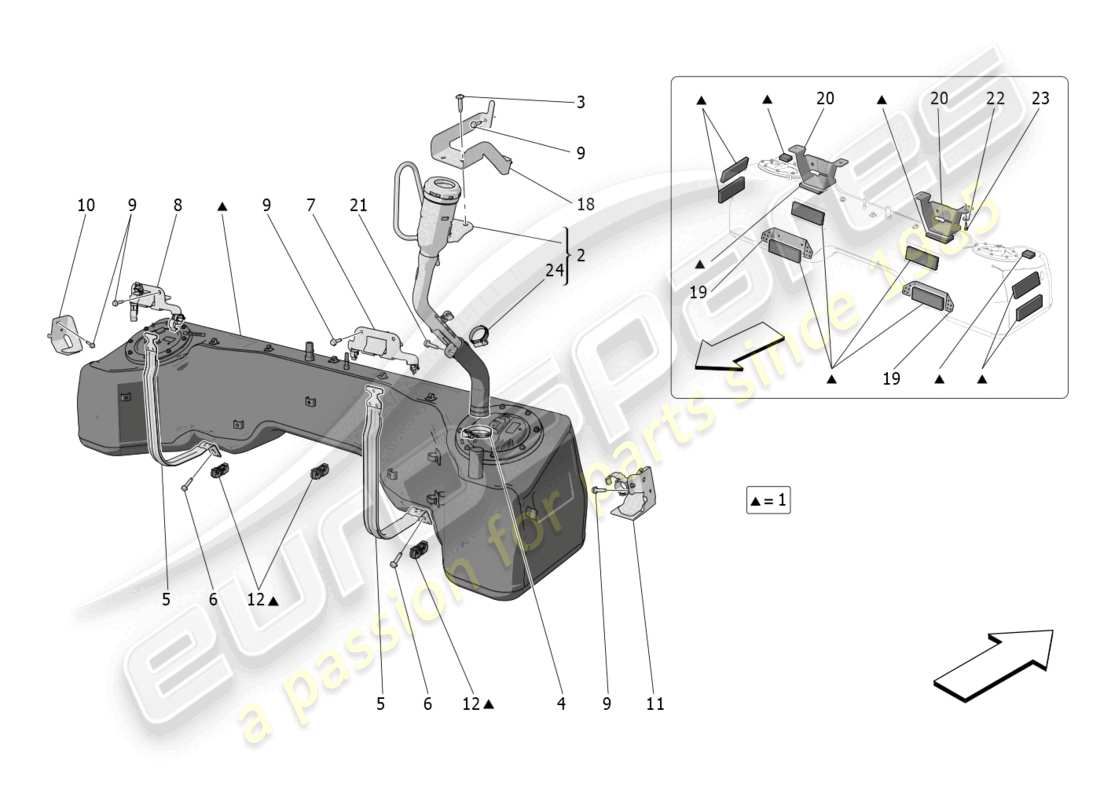 maserati mc20 (2023) fuel tank part diagram