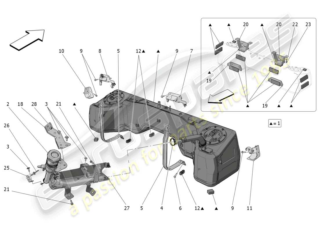 maserati mc20 cielo (2023) fuel tank part diagram