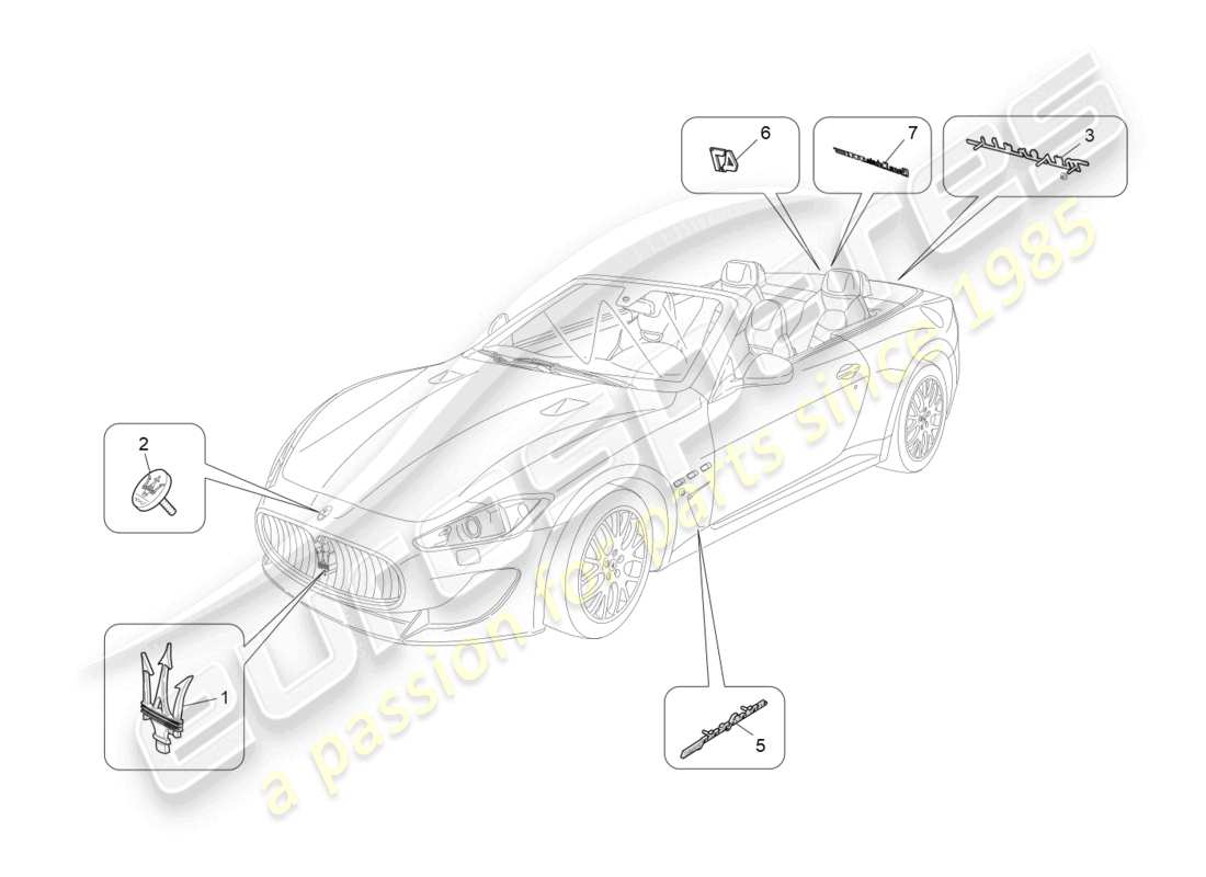 maserati grancabrio mc (2013) trims, brands and symbols part diagram