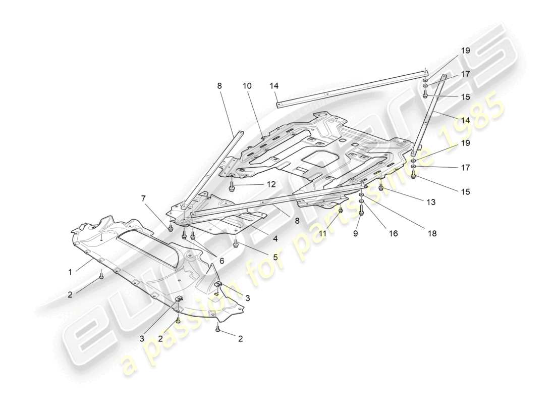 maserati grancabrio mc (2013) underbody and underfloor guards part diagram