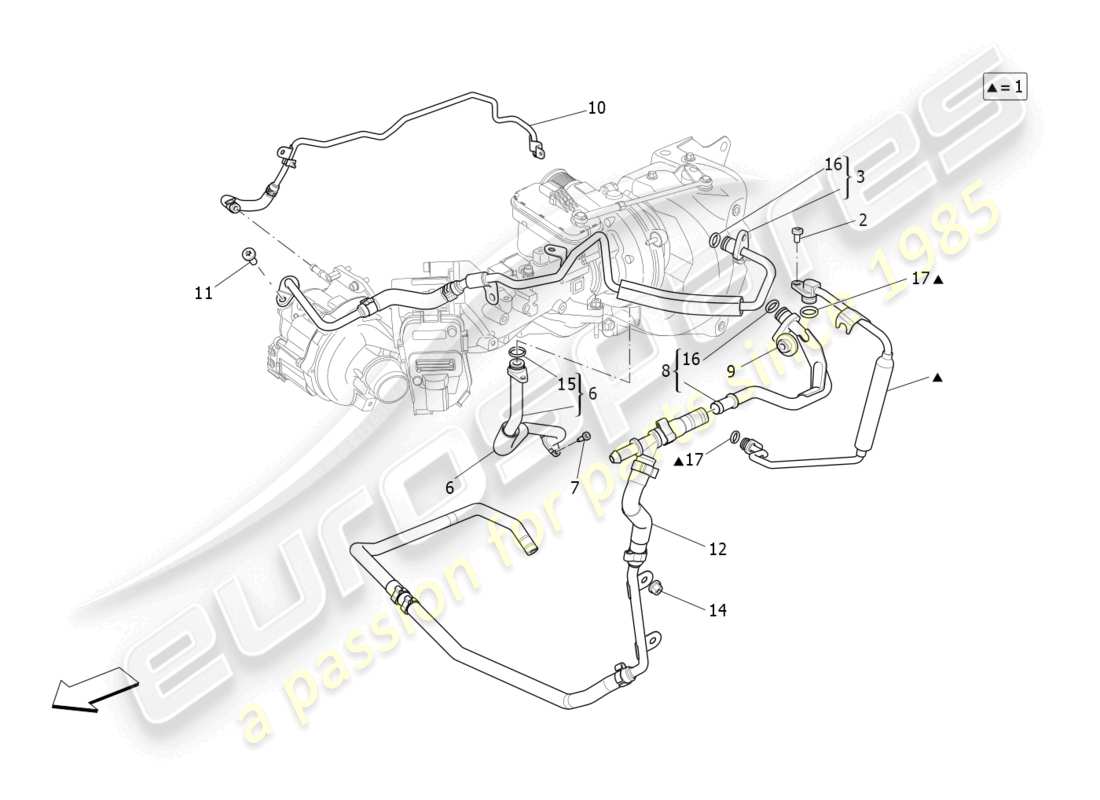 maserati ghibli fragment (2022) turbocharging system: lubrication and cooling part diagram