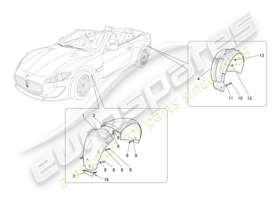 maserati grancabrio mc (2013) wheelhouse and lids part diagram