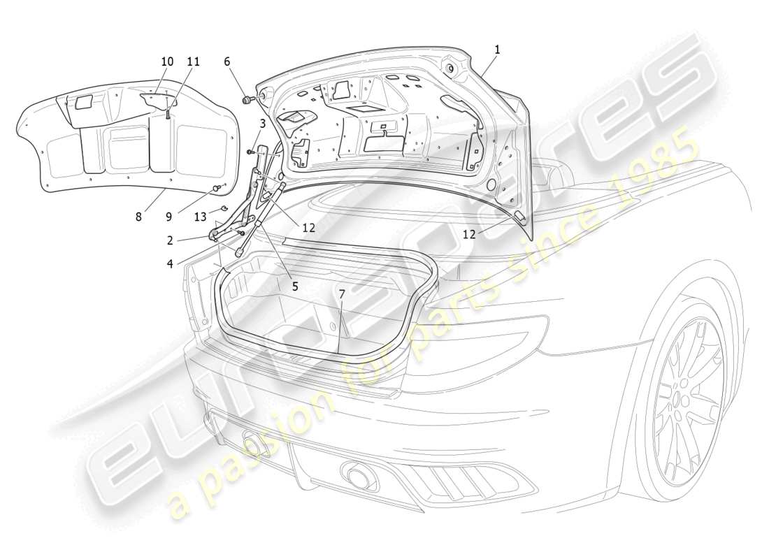 maserati grancabrio mc (2013) rear lid part diagram