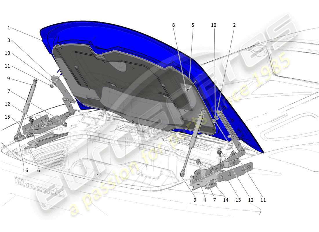 maserati mc20 cielo (2023) rear lid part diagram