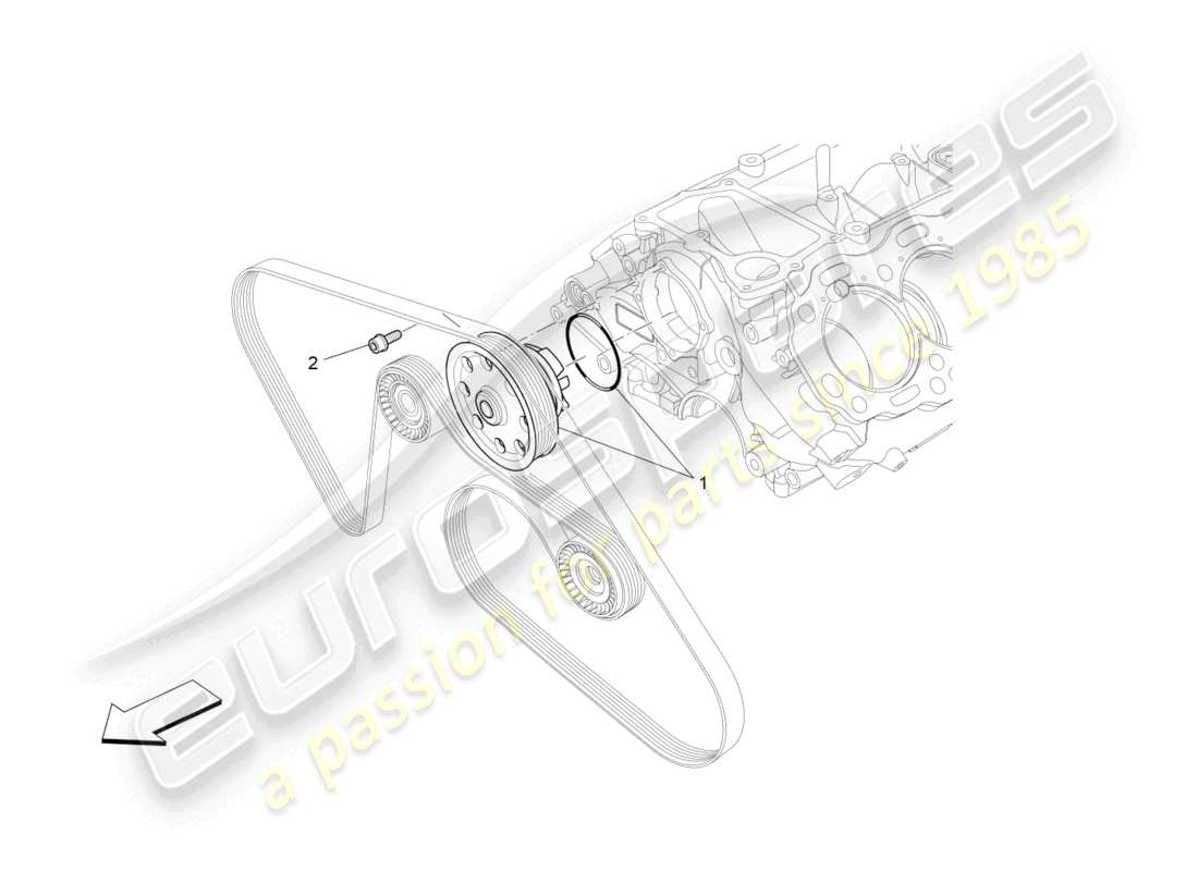 maserati levante modena s (2022) cooling system: water pump part diagram