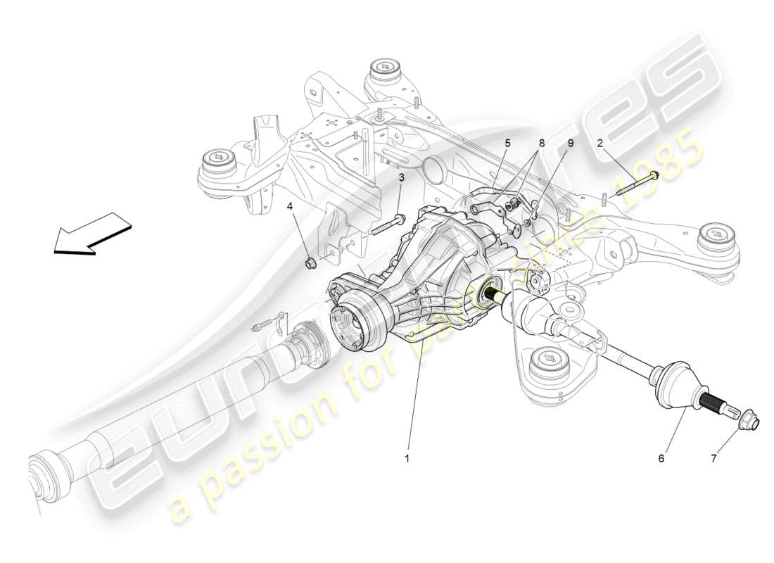 maserati levante (2017) differential and rear axle shafts parts diagram