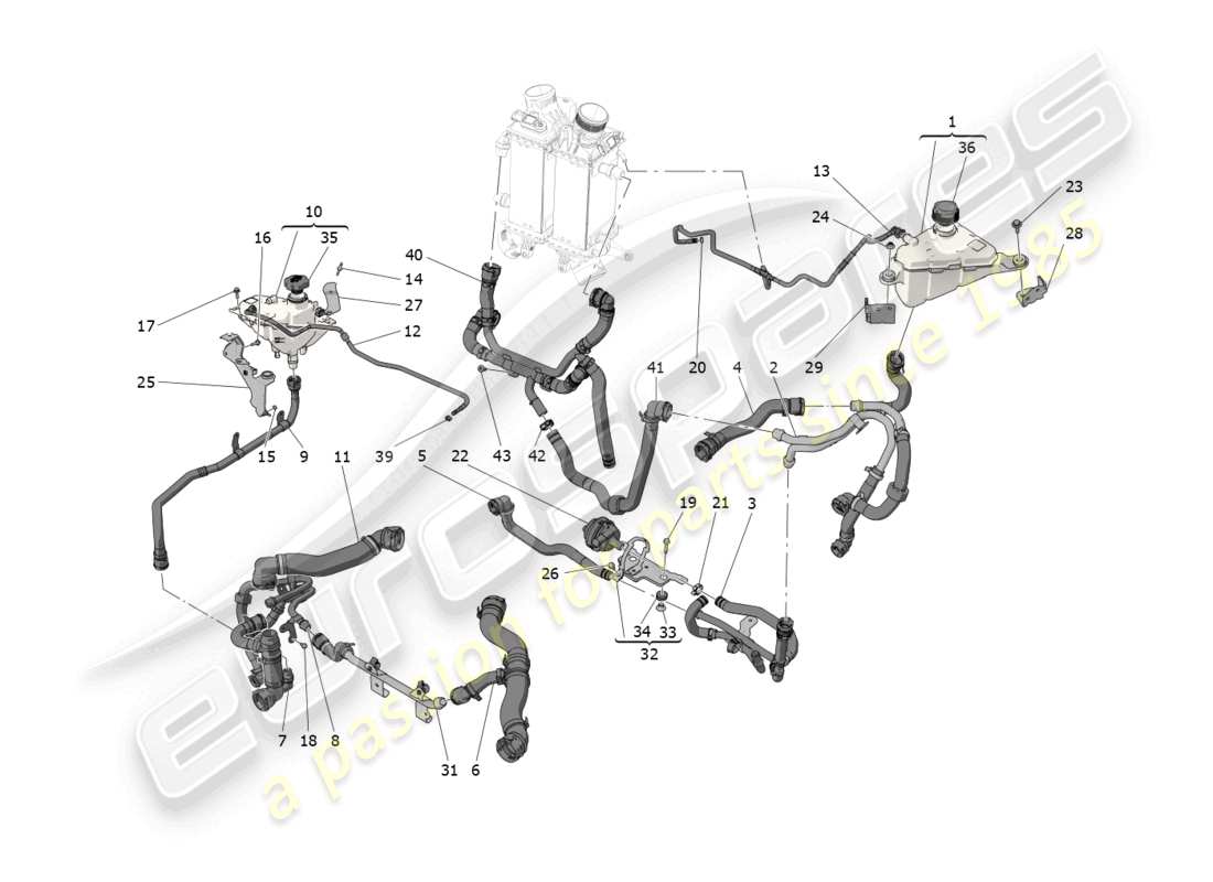 maserati grecale trofeo (2023) cooling system: nourice and lines part diagram