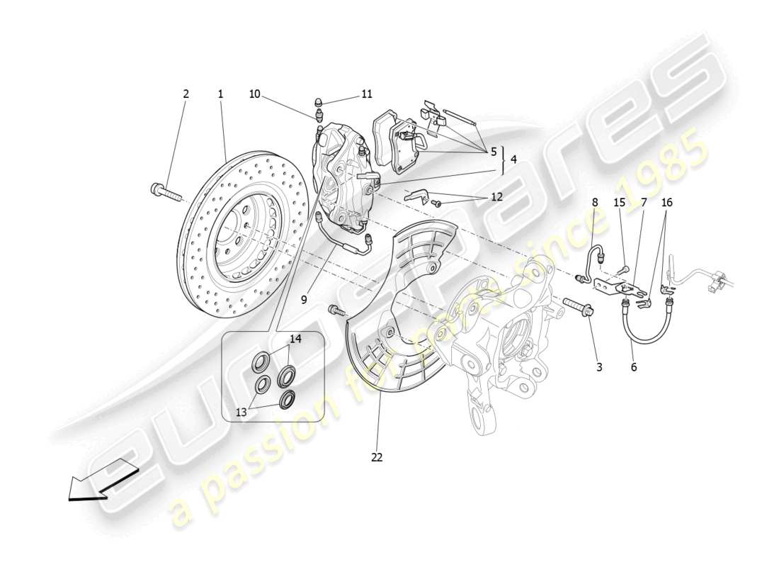 maserati levante trofeo (2020) braking devices on rear wheels part diagram